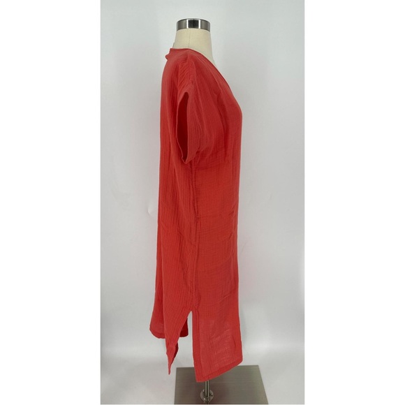 Eileen Fisher Casual Deep Neck Short Sleeve Maxi Dress - Picture 2 of 11